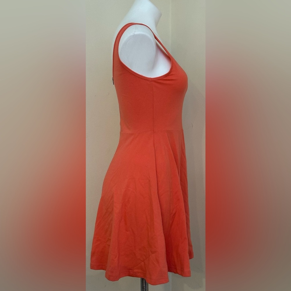 Express Vibrant Coral Mini Sleeveless Dress Exposed Green Silver Zipper Sz M/M - Picture 2 of 15